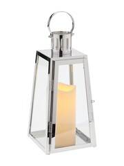 Lights4fun Large Stainless Steel Battery Operated LED Indoor Candle Lantern - Image 10 of 10