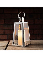 Lights4fun Large Stainless Steel Battery Operated LED Indoor Candle Lantern - Image 4 of 10