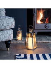 Lights4fun Large Stainless Steel Battery Operated LED Indoor Candle Lantern - Image 7 of 10