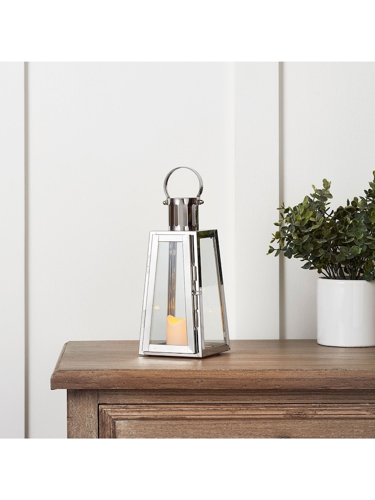 Lights4fun Stainless Steel Battery Operated LED Indoor Candle Lantern - Image 1 of 8