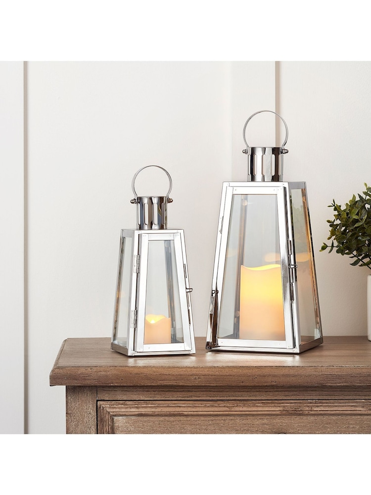 Lights4fun Stainless Steel Battery Operated LED Indoor Candle Lantern - Image 2 of 8