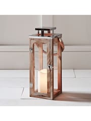 Lights4fun Large Wooden Battery Operated LED Candle Outdoor Lantern - Image 3 of 7
