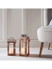Lights4fun Large Wooden Battery Operated LED Candle Outdoor Lantern - Image 4 of 7