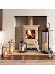 Lights4fun Large Wooden Battery Operated LED Candle Outdoor Lantern - Image 6 of 7