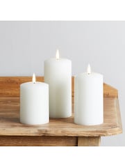Lights4fun White TruGlow LED Pillar Candle Trio - Image 3 of 6