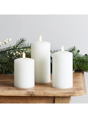 Lights4fun White TruGlow LED Pillar Candle Trio - Image 4 of 6