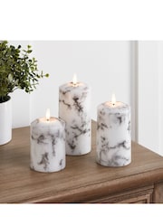 Lights4fun TruGlow Marble LED Pillar Candle Trio With Remote - Image 2 of 3