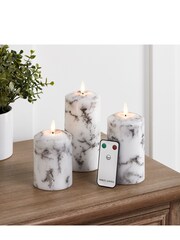 Lights4fun TruGlow Marble LED Pillar Candle Trio With Remote - Image 3 of 3