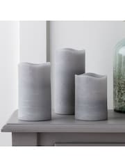Lights4fun Grey LED Pillar Candle Trio - Image 2 of 5