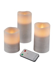 Lights4fun Grey LED Pillar Candle Trio - Image 4 of 5