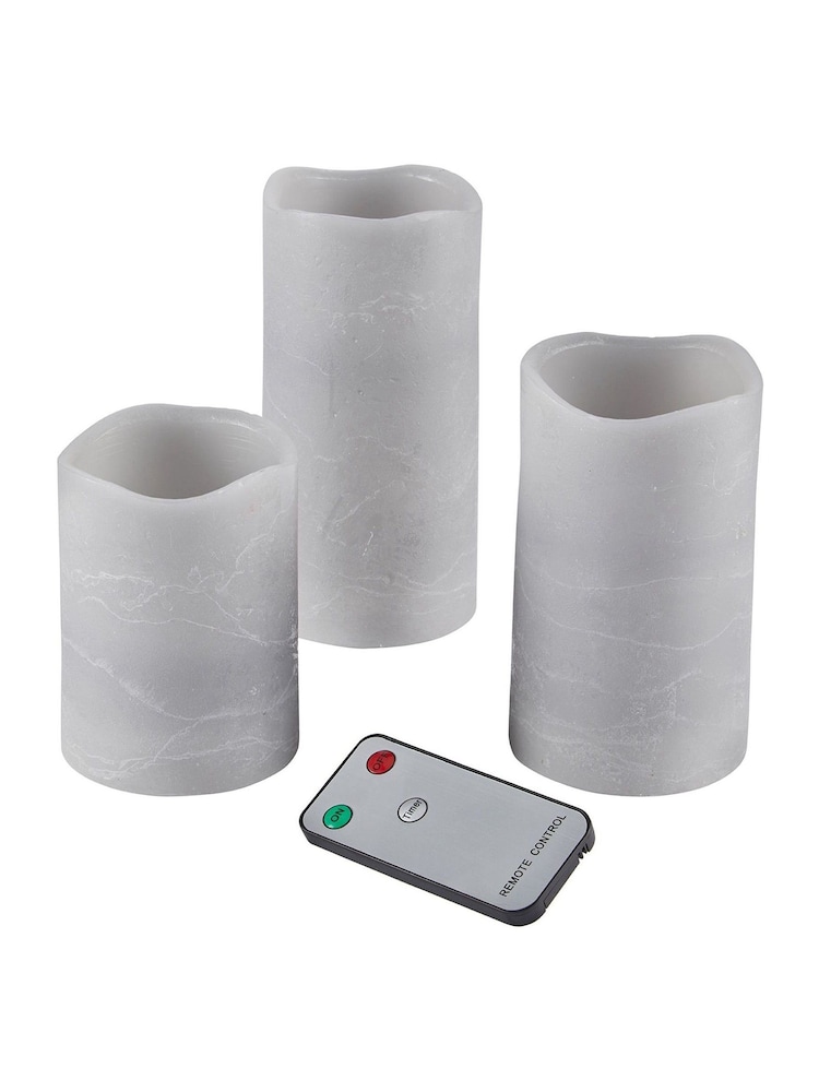 Lights4fun Grey LED Pillar Candle Trio - Image 5 of 5