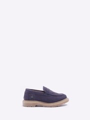 River Island Navy Blue Apron Penny Loafers - Image 1 of 4