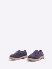 River Island Navy Blue Apron Penny Loafers - Image 3 of 4