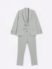 River Island Grey Chrome Boys Check Waistcoat Set - Image 3 of 5