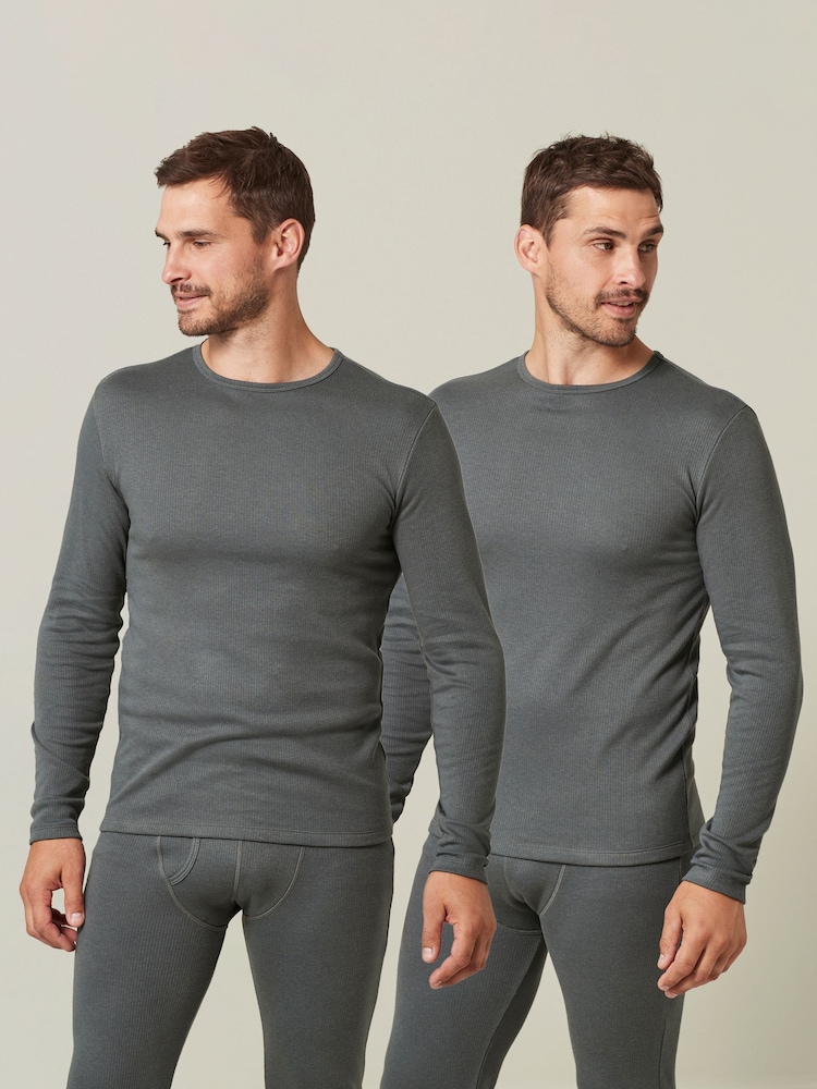 Grey 2 Pack Thermal Long Sleeve Top - Image 1 of 14