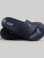 Superdry Blue Code Logo Vegan Pool Sliders - Image 1 of 4