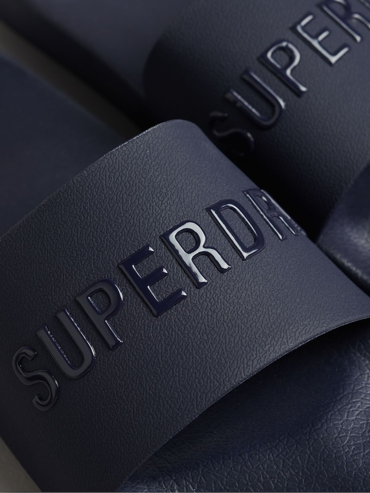 Superdry Blue Code Logo Vegan Pool Sliders - Image 4 of 4
