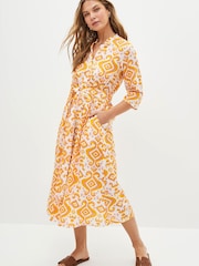 Dream Yellow Ikigai Print Midi Dress - Image 1 of 4