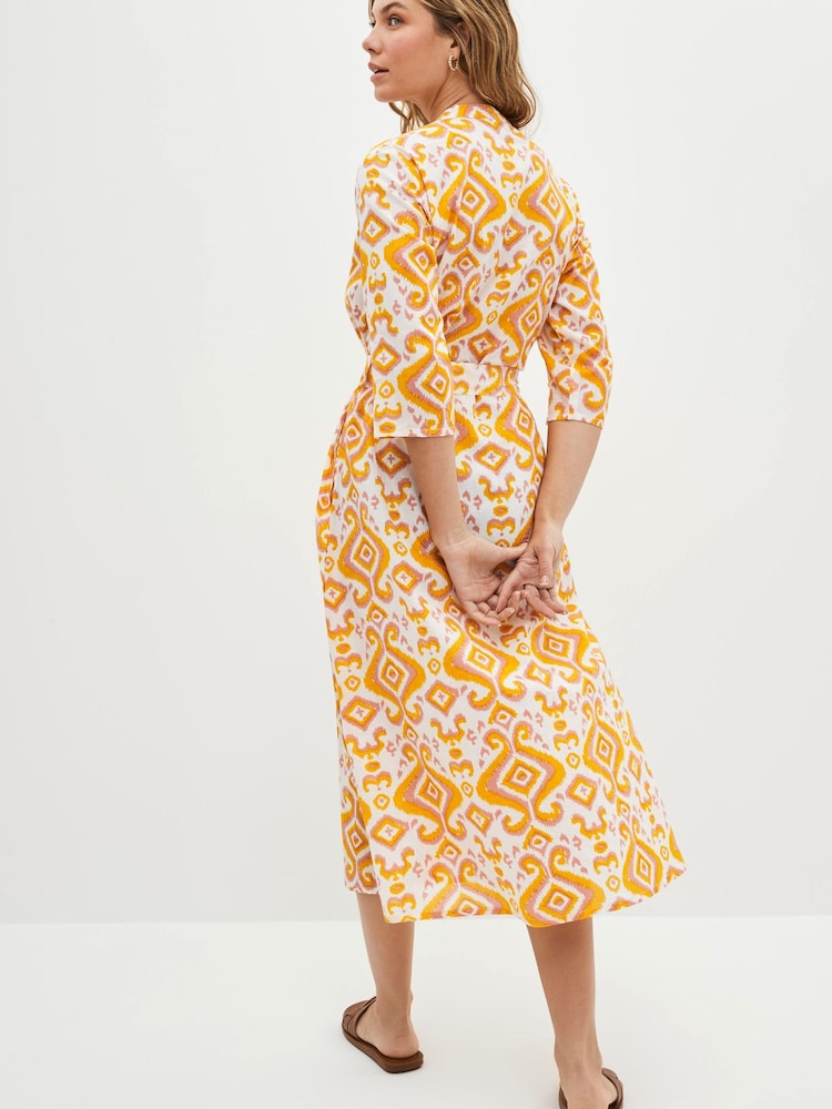 Dream Yellow Ikigai Print Midi Dress - Image 2 of 4