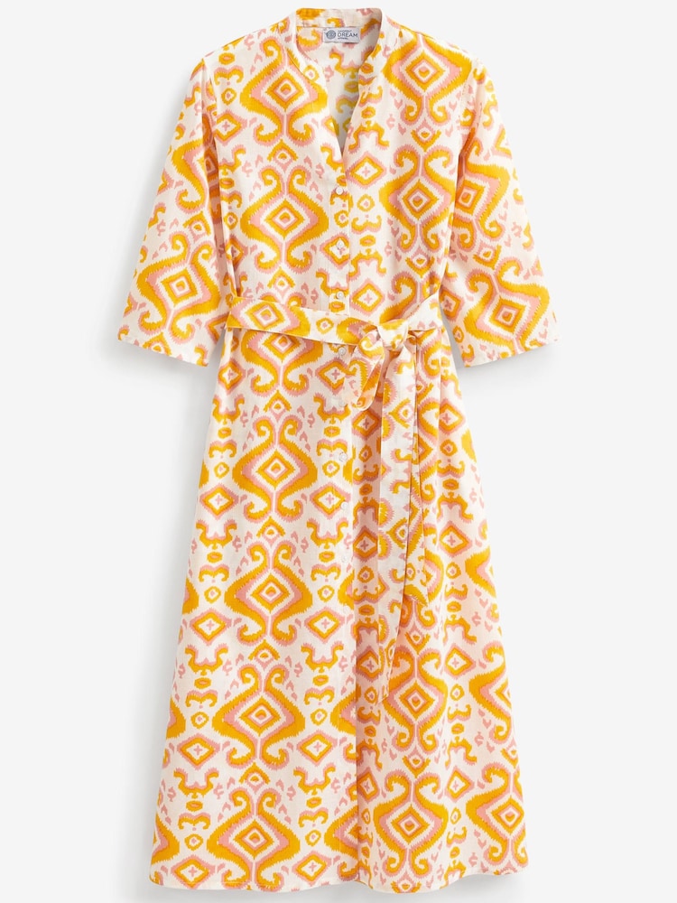 Dream Yellow Ikigai Print Midi Dress - Image 4 of 4