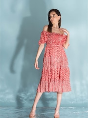 Dream Red Waterfront Midi Tiered Dress - Image 1 of 3