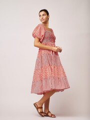 Dream Red Waterfront Midi Tiered Dress - Image 2 of 3