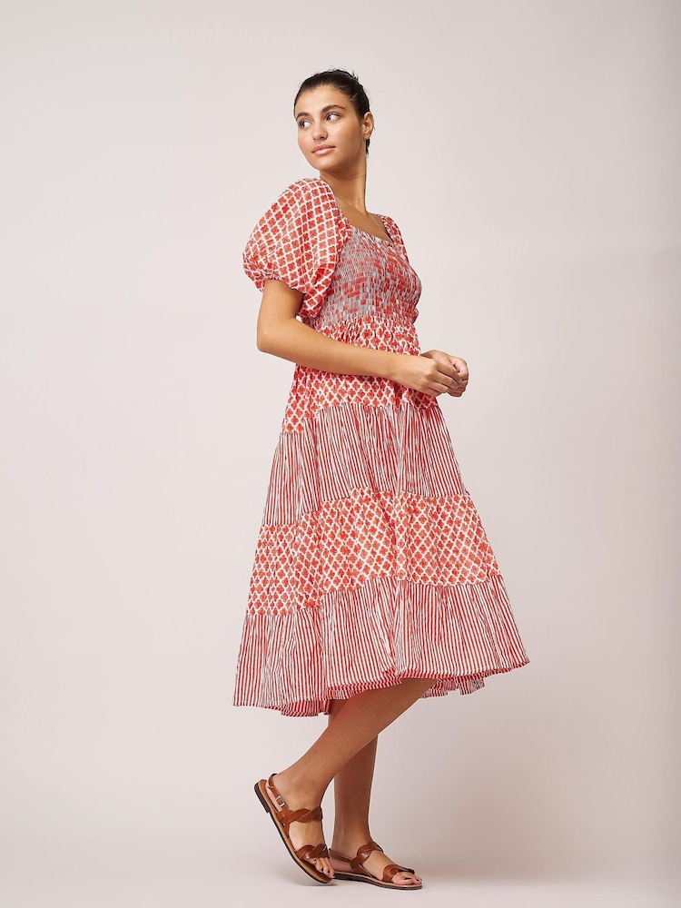 Dream Red Waterfront Midi Tiered Dress - Image 2 of 3