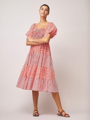 Dream Red Waterfront Midi Tiered Dress - Image 3 of 3