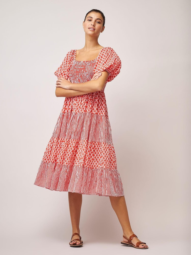 Dream Red Waterfront Midi Tiered Dress - Image 3 of 3