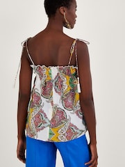 Monsoon Paisley Scarf White Print Sustainable Cotton Cami Top - Image 2 of 4