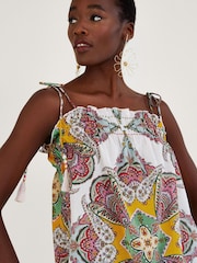 Monsoon Paisley Scarf White Print Sustainable Cotton Cami Top - Image 3 of 4