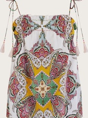 Monsoon Paisley Scarf White Print Sustainable Cotton Cami Top - Image 4 of 4