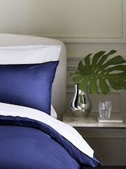Jasper Conran London Navy Blue Flat Cotton 300 Thread Sheet - Image 2 of 5