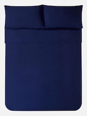 Jasper Conran London Navy Blue Flat Cotton 300 Thread Sheet - Image 4 of 5