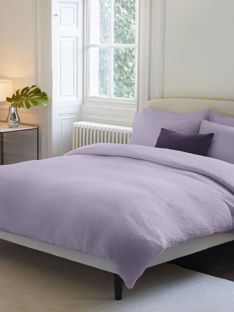Jasper Conran London Lavender Soft Textured Dobby Weave 100% Cotton Duvet Cover and Pillowcase Set - Image 1 of 6