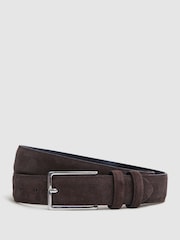 Reiss Chocolate Dante Suede Belt - Image 1 of 4