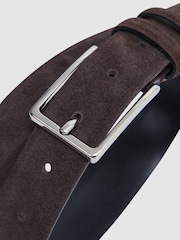 Reiss Chocolate Dante Suede Belt - Image 4 of 4