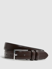 Reiss Chocolate Dante Smooth Leather Belt - Image 1 of 4