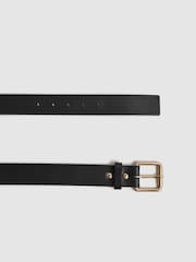 Reiss Black Grayson Leather Rivet Belt - Image 3 of 4