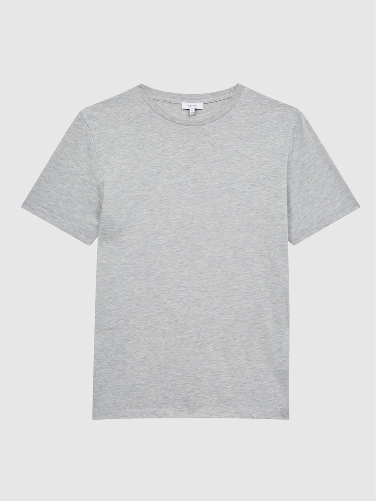 Reiss Grey Marl Bless Cotton Crew Neck T-Shirt - Image 2 of 5 Reiss Grey Marl Bless Cotton Crew Neck T-Shirt - Image 2 of 5