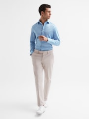Reiss Soft Blue Nate Cutaway Collar Jersey Slim Fit Shirt - Image 3 of 7