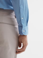 Reiss Soft Blue Nate Cutaway Collar Jersey Slim Fit Shirt - Image 4 of 7