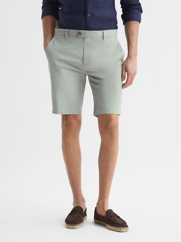 Reiss Soft Sage Wicket S Short Length Casual Chino Shorts - Image 1 of 6