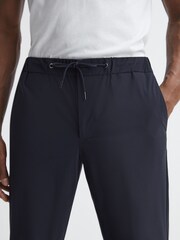 Reiss Navy Flip Slim Fit Drawstring Waistband Trousers - Image 4 of 6