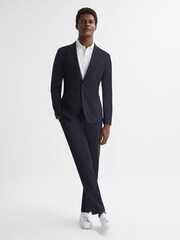 Reiss Navy Flip Slim Fit Drawstring Waistband Trousers - Image 6 of 6