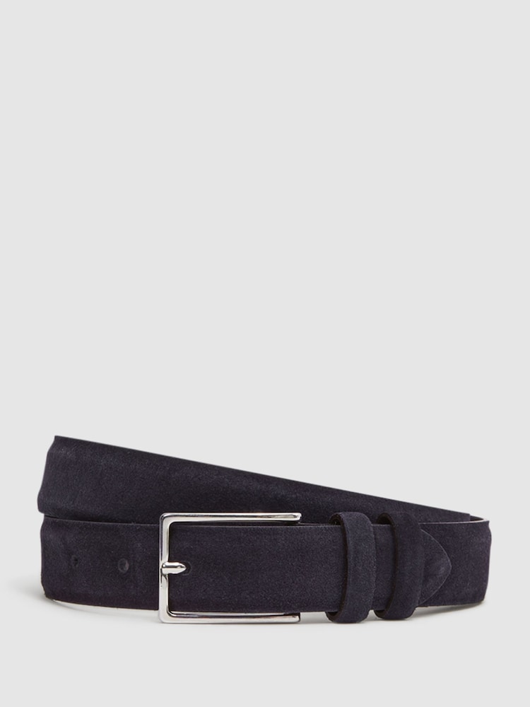 Reiss Navy Dante Suede Belt - Image 1 of 4