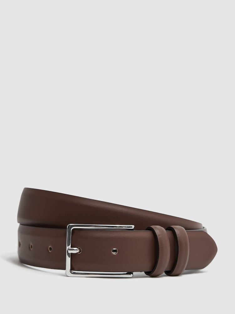 Reiss Tan Dante Smooth Leather Belt - Image 1 of 4