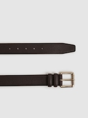 Reiss Chocolate Lucas Grained Leather Belt - Image 3 of 4