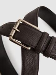 Reiss Chocolate Lucas Grained Leather Belt - Image 4 of 4