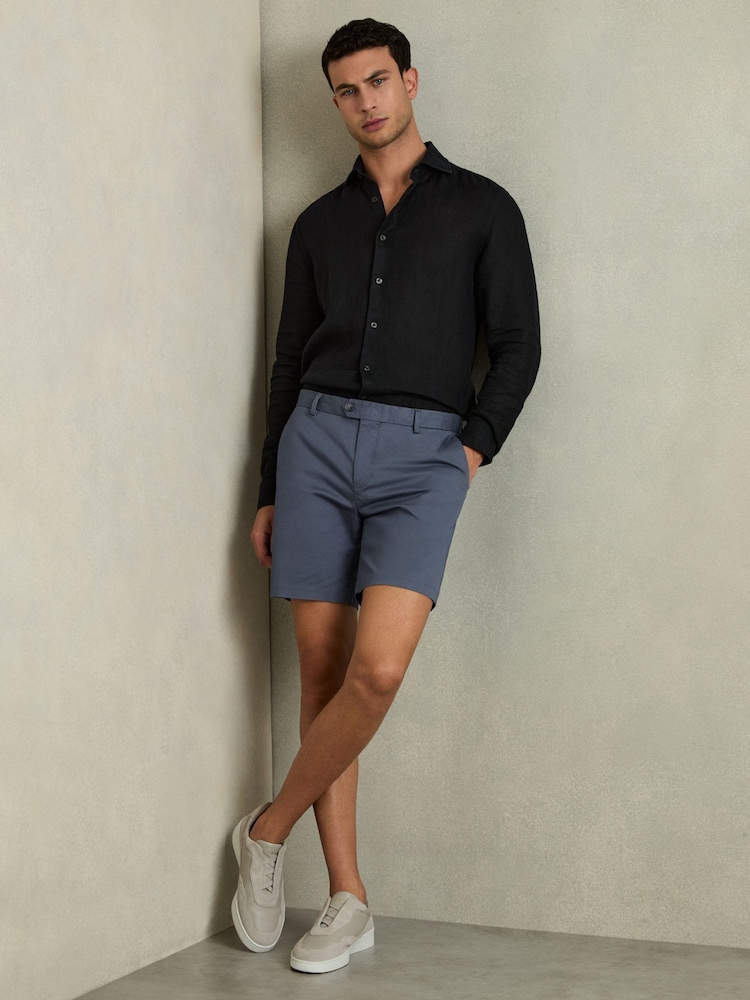 Reiss Airforce Blue Wicket S Short Length Casual Chino Shorts - Image 1 of 5